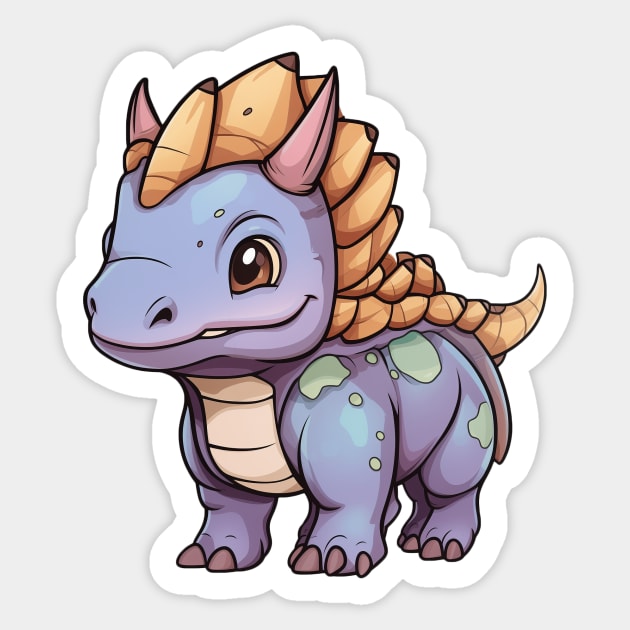 Cute Triceratops Sticker by MrDrajan